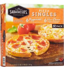 Sabatasso's Thin Crust Pizza Singles, 12 pieces, (6-Pepperoni, 6-Four Cheese)