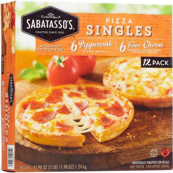 Sabatasso's Thin Crust Pizza Singles, 12 pieces, (6-Pepperoni, 6-Four Cheese)