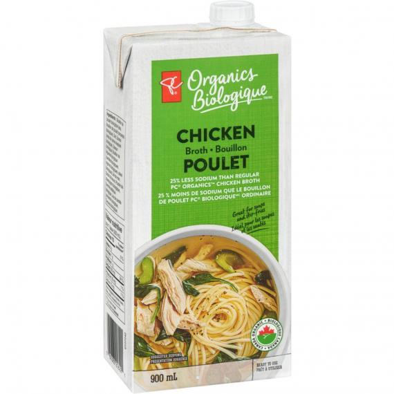 PC biologique Bouillon de poulet à teneur réduite en sodium 900 ml