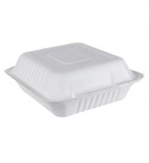 iEco Hinged Bagasse Container, 8 in × 8 in, 2 packs of 50