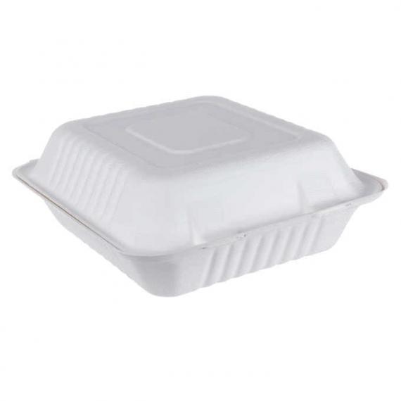 iEco Hinged Bagasse Container, 8 in × 8 in, 2 packs of 50