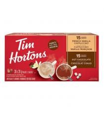 Tim Hortons Hot Chocolate and French Vanilla Cappuccino Variety Pack, 30-count