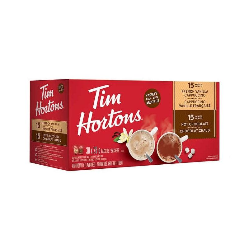 Mélange de chocolat chaud et cappuccino vanille française Tim Hortons, paq.  24