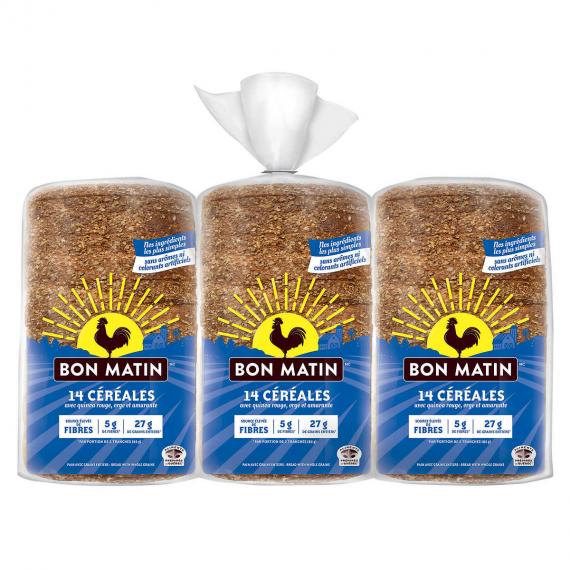 Bon Matin 14 grains bread, 3 × 595 g