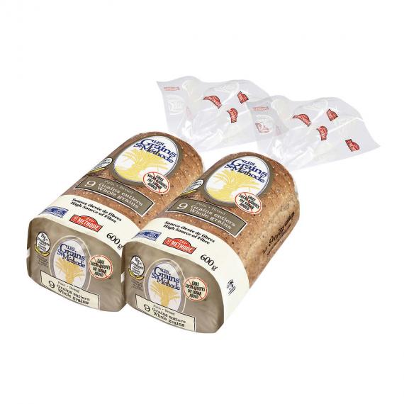 Boulangerie St-Methode les Grains Entiers Pain de mie, 2 packs x 600 g