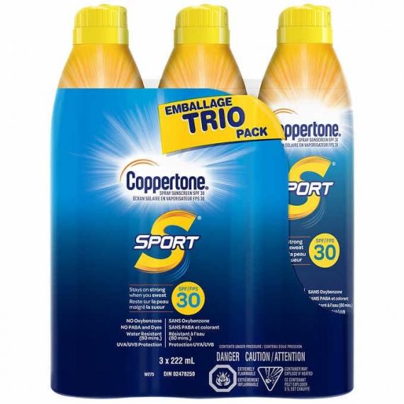 Coppertone Sport FPS 30 - emballage trio, 3 x 222 mL