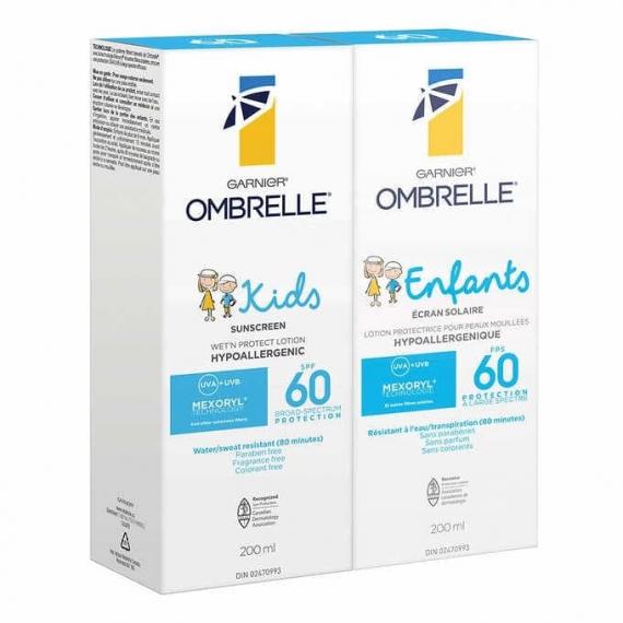 Garnier Ombrelle Kids Wet and Protect Sunscreen SPF 60, 2 x 200 mL