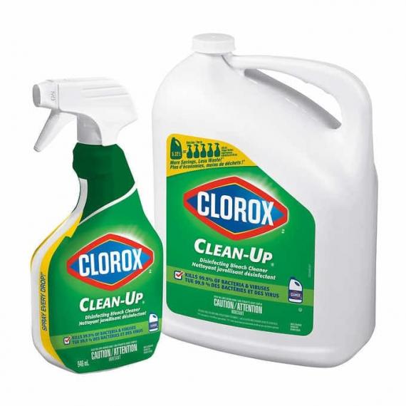 Clorox Clean-Up Disinfectant Bleach Cleaner Spray, Fresh Scent, 946 mL Spray with 5.32L Refill