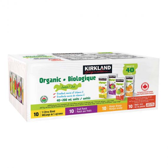 Kirkland Signature - Jus de fruit biologique, Saveurs assorties, 40 × 200 ml
