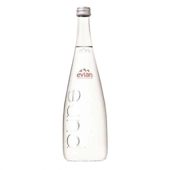 Evian - Eau de source naturelle 12 × 750 ml (bouteille en verre)