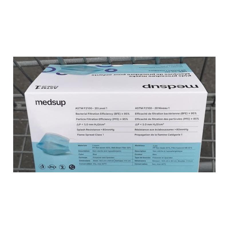 MedSup Masques jetables à 3 couches pour enfants 50 unités, bleu DeliverGrocery Online (DG