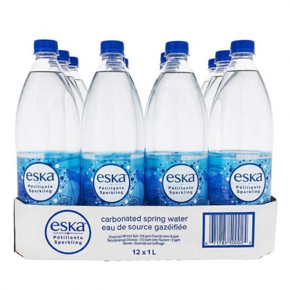 Eska Carbonated Spring Water, 12 × 1 L