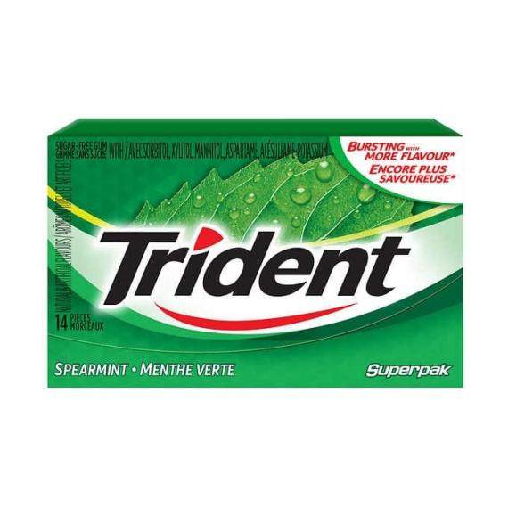 Trident Sugar-free Spearmint Gum, 12 packs of 14