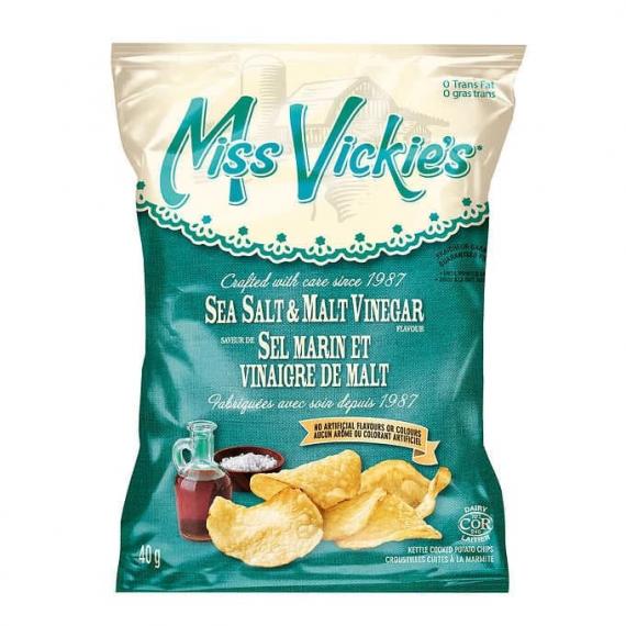 Miss Vickie’s Sea Salt and Malt Vinegar Chips, 40 × 40 g