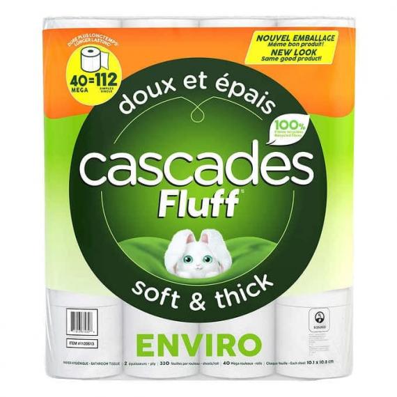 Cascades Fluff - Papier hygiénique 2 épaisseurs Paquet de 40 Cascades Fluff - Papier hygiénique 2 épaisseurs Paquet de 40
