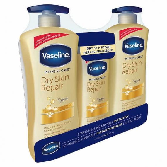 Vaseline Intensive Care Dry Skin Repair Lotion 2 packs of 600 mL + 295 mL