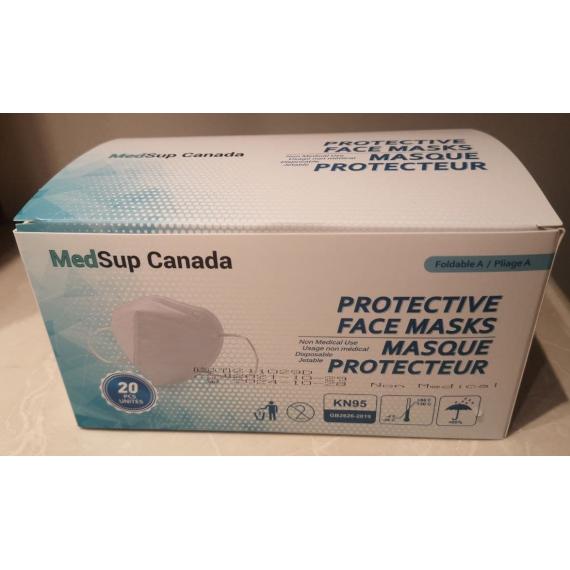 Med Sup Canada, Masque facial jetable à 5 couches KN95, paquet de 20