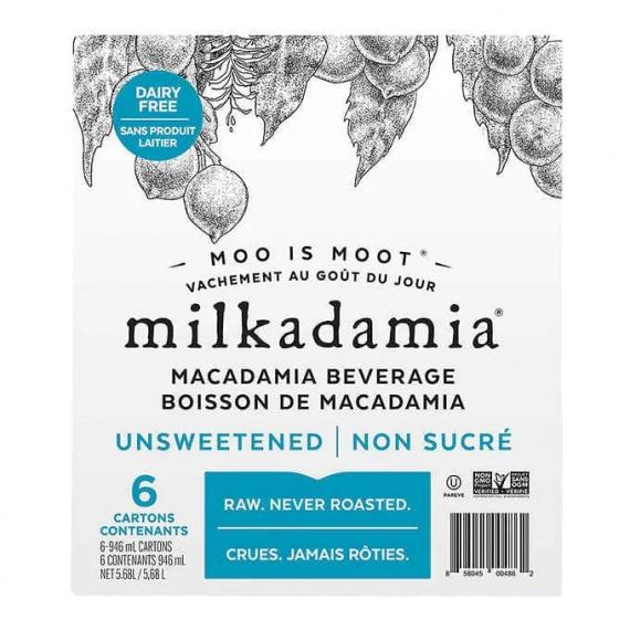 Milkadamia Unsweetened Macadamia Beverage 6 x 946 mL
