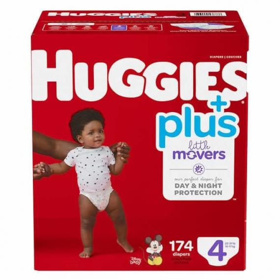 Huggies - Couches Little Movers Plus, taille 4, boîte de 174