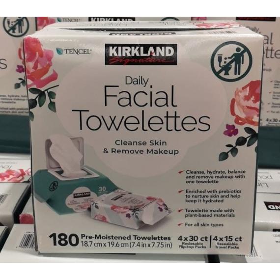 Kirkland Signature, Lingettes nettoyantes à usage quotidien pour le visage, pack de 180