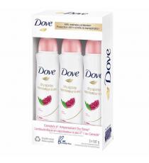 Dove - Déodorant + vaporisateur sec antisudorifique, 3 x 107 g