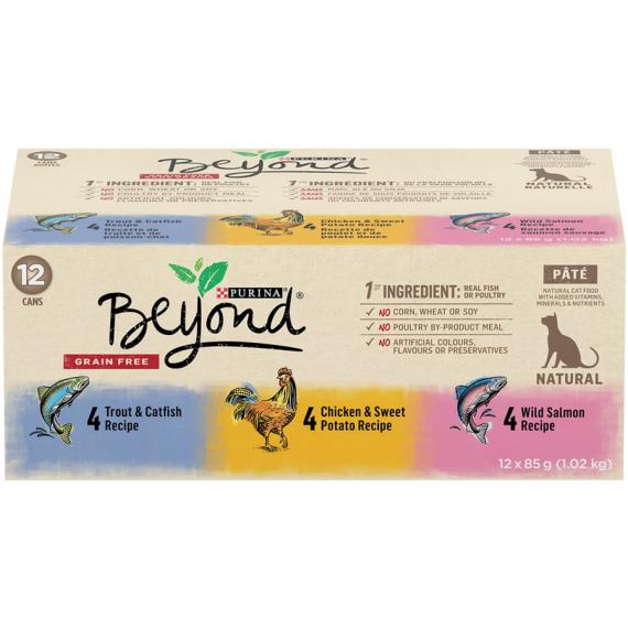 PURINA - Beyond Grain Free Pâté, Nourriture Humide Naturelle pour Chats, Lot de 12 Boîtes, 1,02 kg