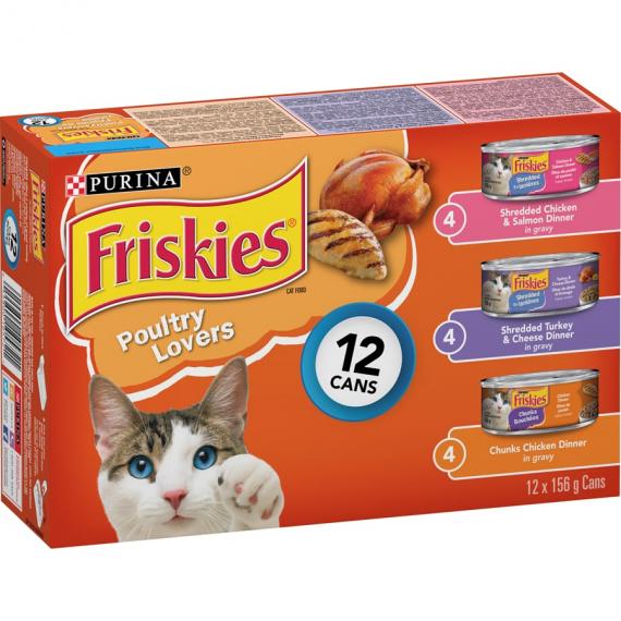 PURINA - Friskies Poultry Lovers Nourriture pour chat Assortiment de nourriture pour chat (lot de 12) 12x156 g