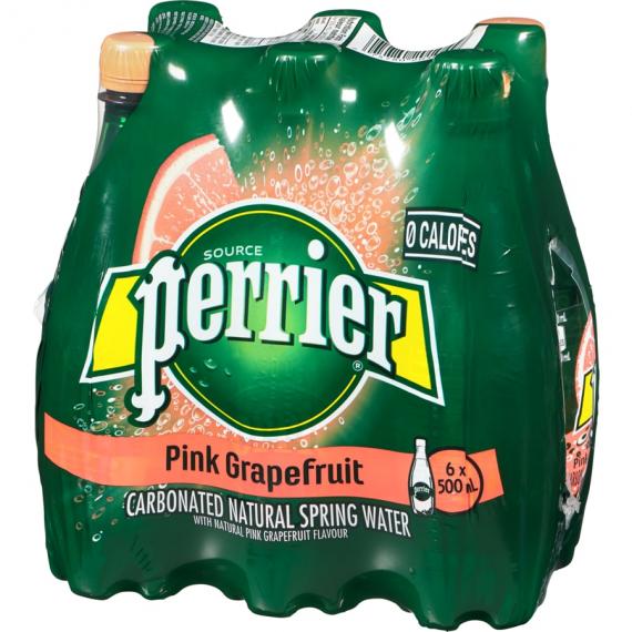 ERRIER Carbonated Natural Spring Water With Natural Pink Grapefruit Flavour 6x500.0 ml