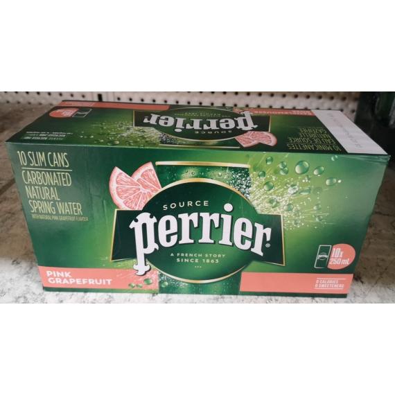 PERRIER Eau de source naturelle gazéifiée au pamplemousse 10x250 ml