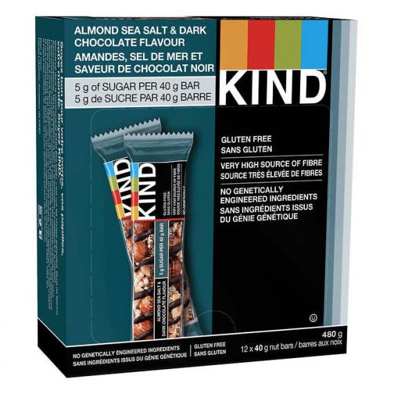 KIND Almond Dark Chocolate Sea Salt Bars, 12 × 40 g