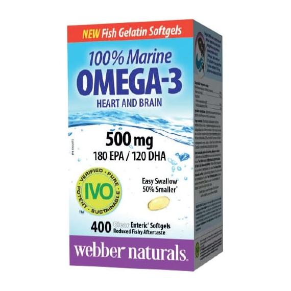 Webber Naturals - 100 % oméga-3 marins 400 gélules de gélatine de poisson