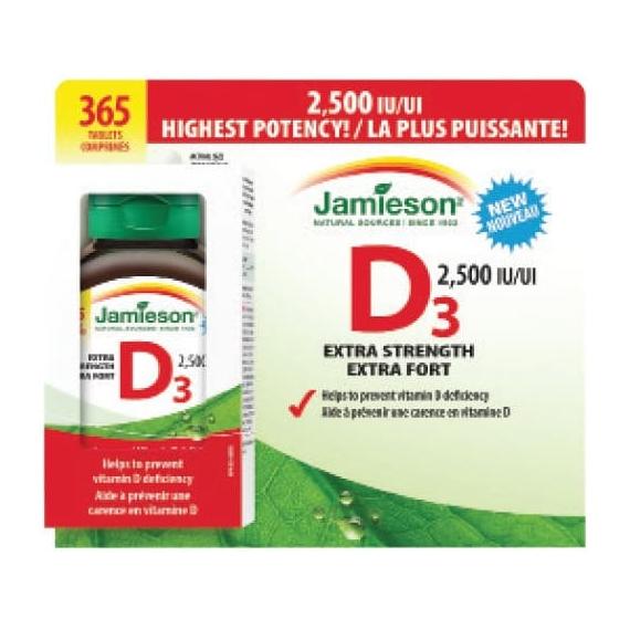 Jamieson - vitamine D3 extra forte, 365 comprimés