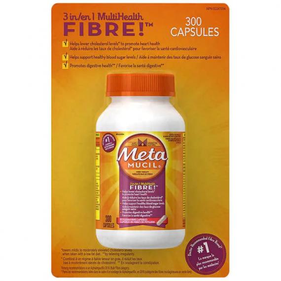 Metamucil - Fibres de psyllium de source naturelle à 100% 300 Capsules