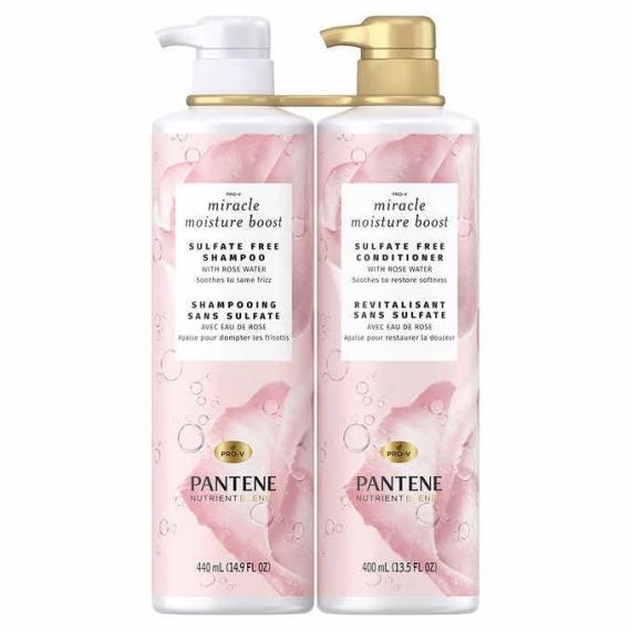 Pantene Nutrient Blends - Shampooing et revitalisant à l'eau de rose, paquet de 2