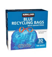 Kirkland Signature - Sacs Bleus pour recyclage avec cordon paquet de 100