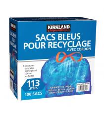 Kirkland Signature - Sacs Bleus pour recyclage avec cordon paquet de 100