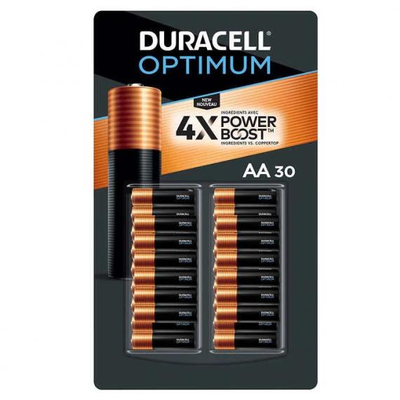 Duracell - Piles Optimum Power Boost AA Paquet de 30