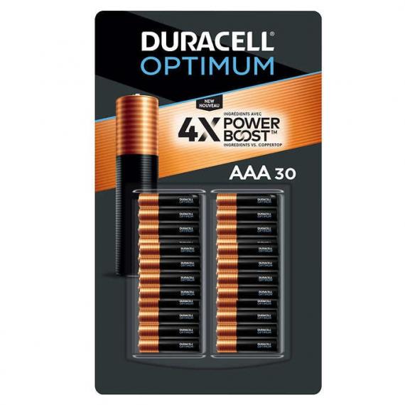 Duracell - Piles Optimum Power Boost AAA Paquet de 30