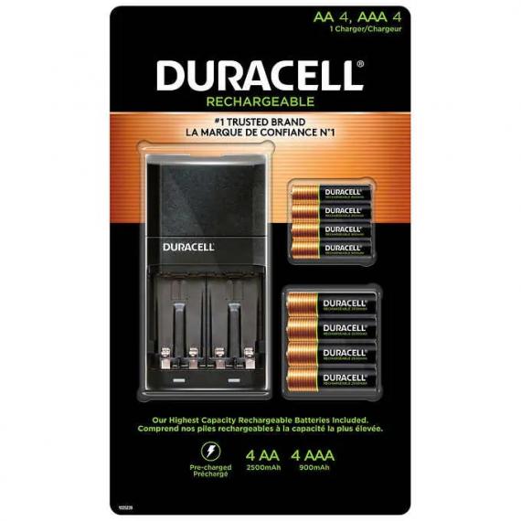 Ensemble de piles rechargeables Duracell avec 4 piles AA et 4 piles AAA