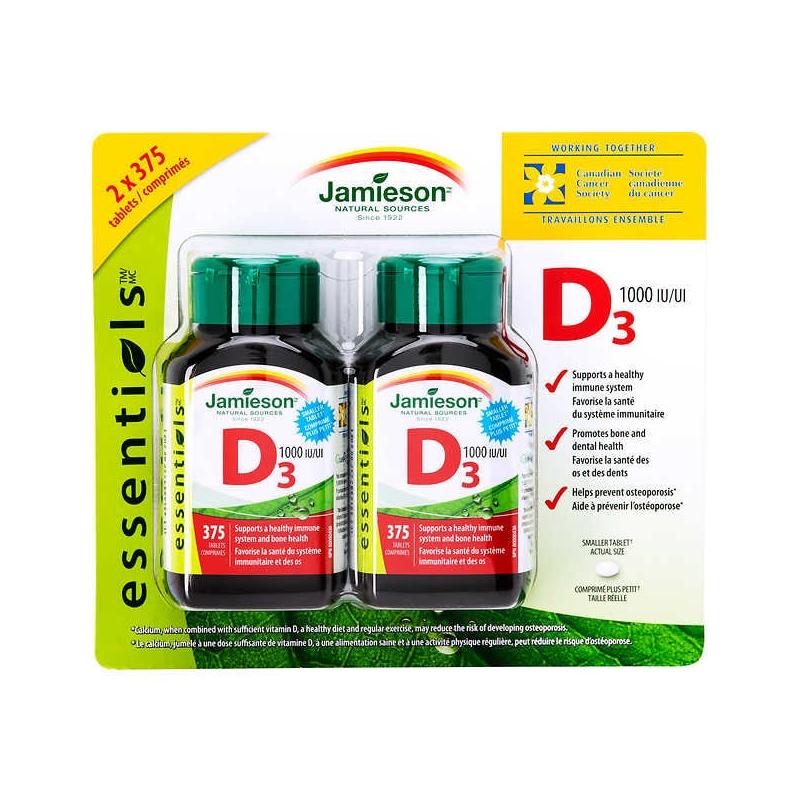 Jamieson Vitamin D3 1,000 IU 2 packs of 375 tablets DeliverGrocery Online (DG), 93542793