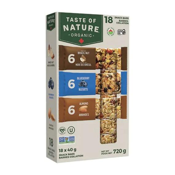 Taste of Nature organic granola bars 18 × 40 g