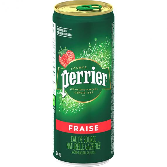 PERRIER - Eau de Source Naturelle Gazéifiée - Arôme Naturel de Fraise, Lot de 10x250,0 ml