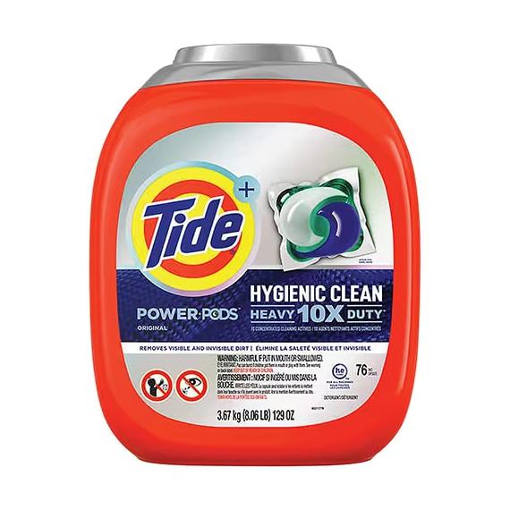 Tide Hygienic Clean, Heavy 10X Duty Power Pods, pack of 76