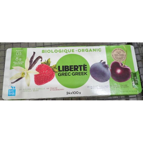 LIBERTE Organic Greek Yogurt %0 , 24 x 100 g