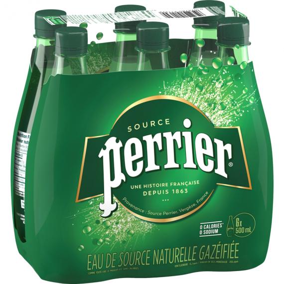 PERRIER Eau de Source Naturelle Gazéifiée 6x500 ml