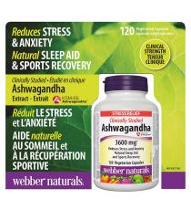 Webber Naturals ashwagandha stress reliever 3,600 mg 120 vegetarian capsules