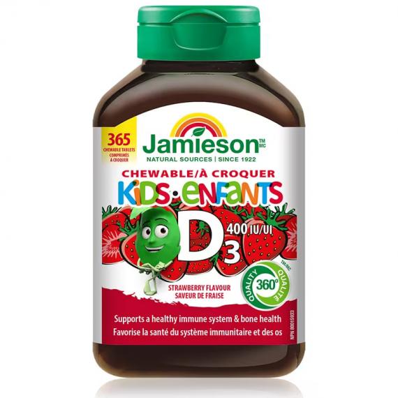 Jamieson kids' chewable vitamin D 365 tablets