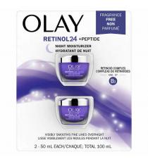 Olay Regenerist Retinol 24 + petide - Hydratant de nuit pour le visage, 2 x 50 mL
