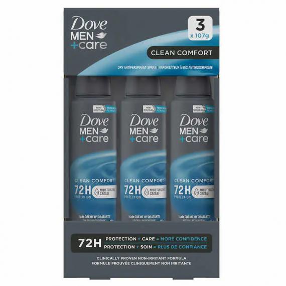 Dove Men+Care - Vaporisateur à sec, 3 x 107 g