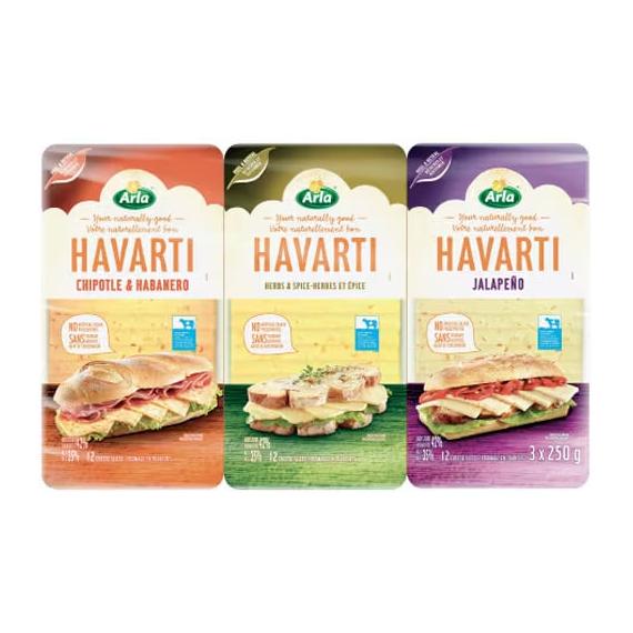 Arla harvarti cheese slice variety pack 3 × 250 g